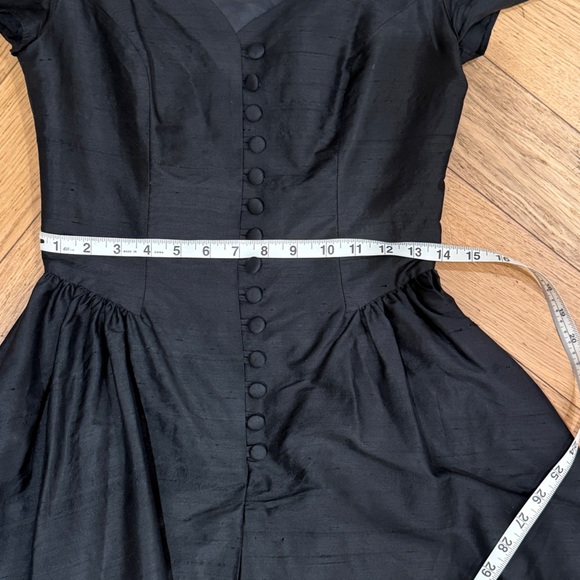 Vintage 1980s Laura Ashley black silk party dress - Picture 6 of 7